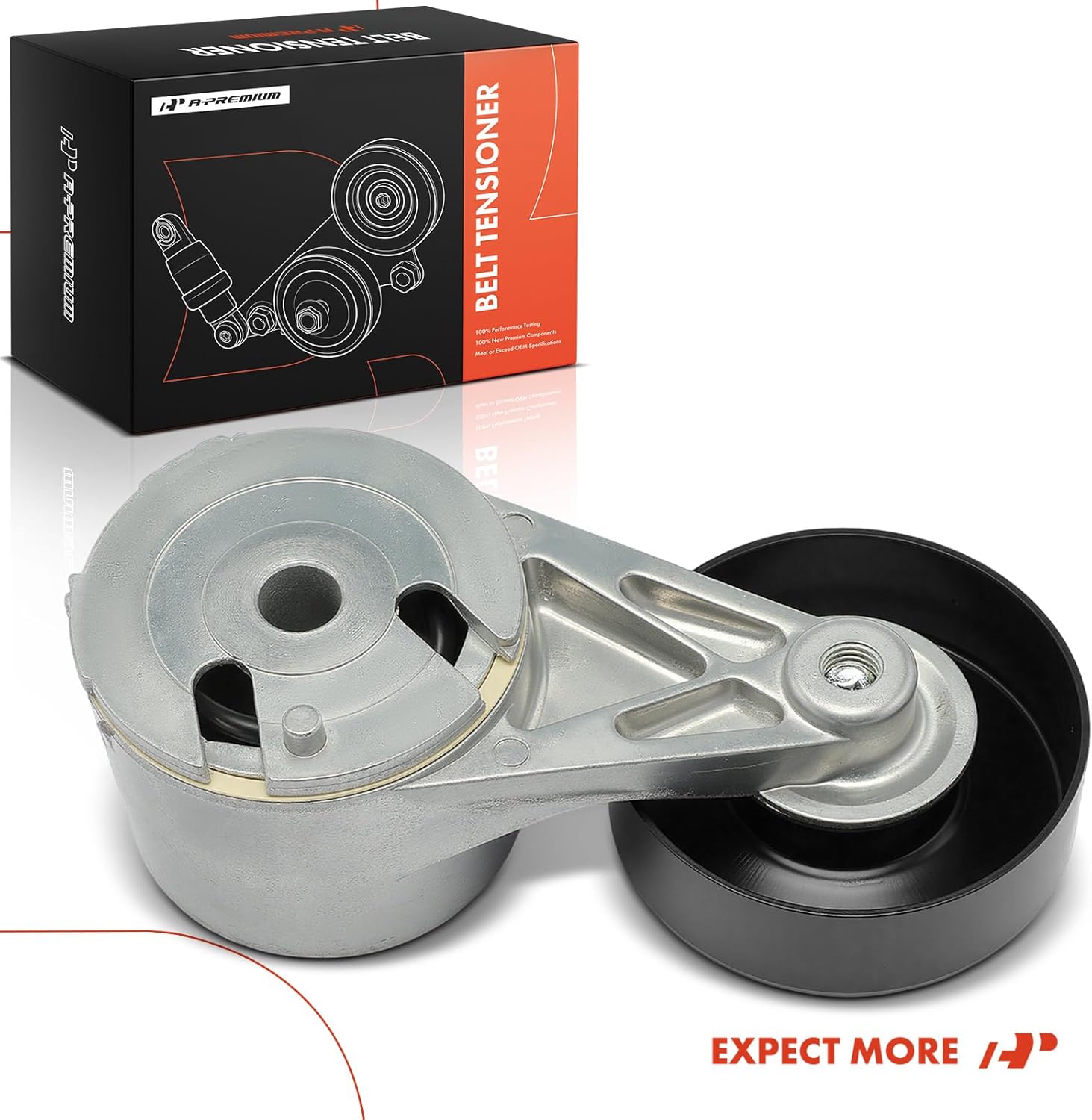 A-Premium Belt Tensioner Assembly with Pulley Compatible with Chevrolet Tahoe, Blazer, Astro, C1500, C1500 Suburban, C2500, C3500 & GMC Yukon, V1500 Suburban, Typhoon, S15 & Oldsmobile & AM General