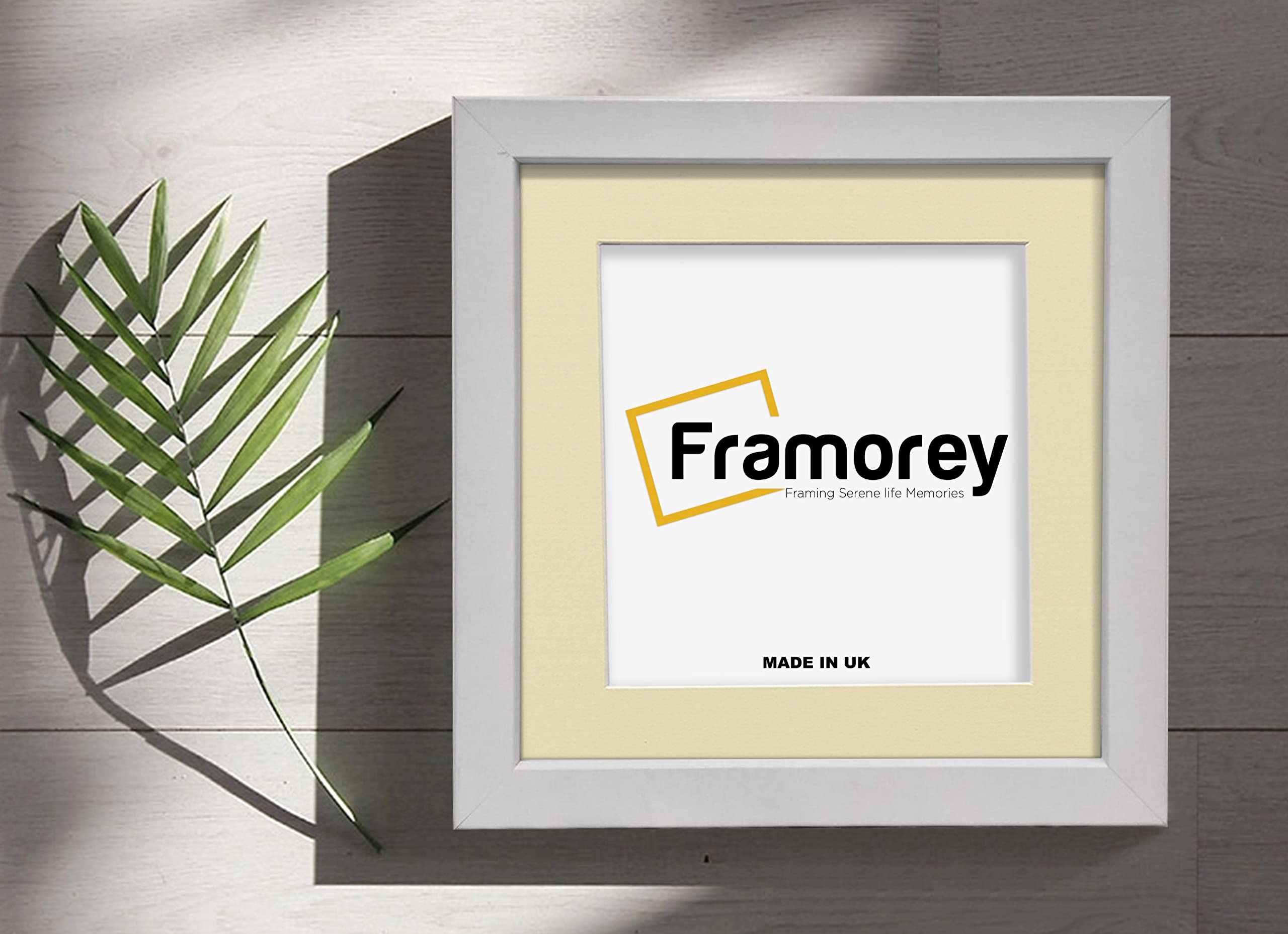 FRAMOREY Square Size Box Molding 28x28" White Picture Frame, Poster Frame, With 24x24" Ivory Mount, Deep Box Solid Wood Frame