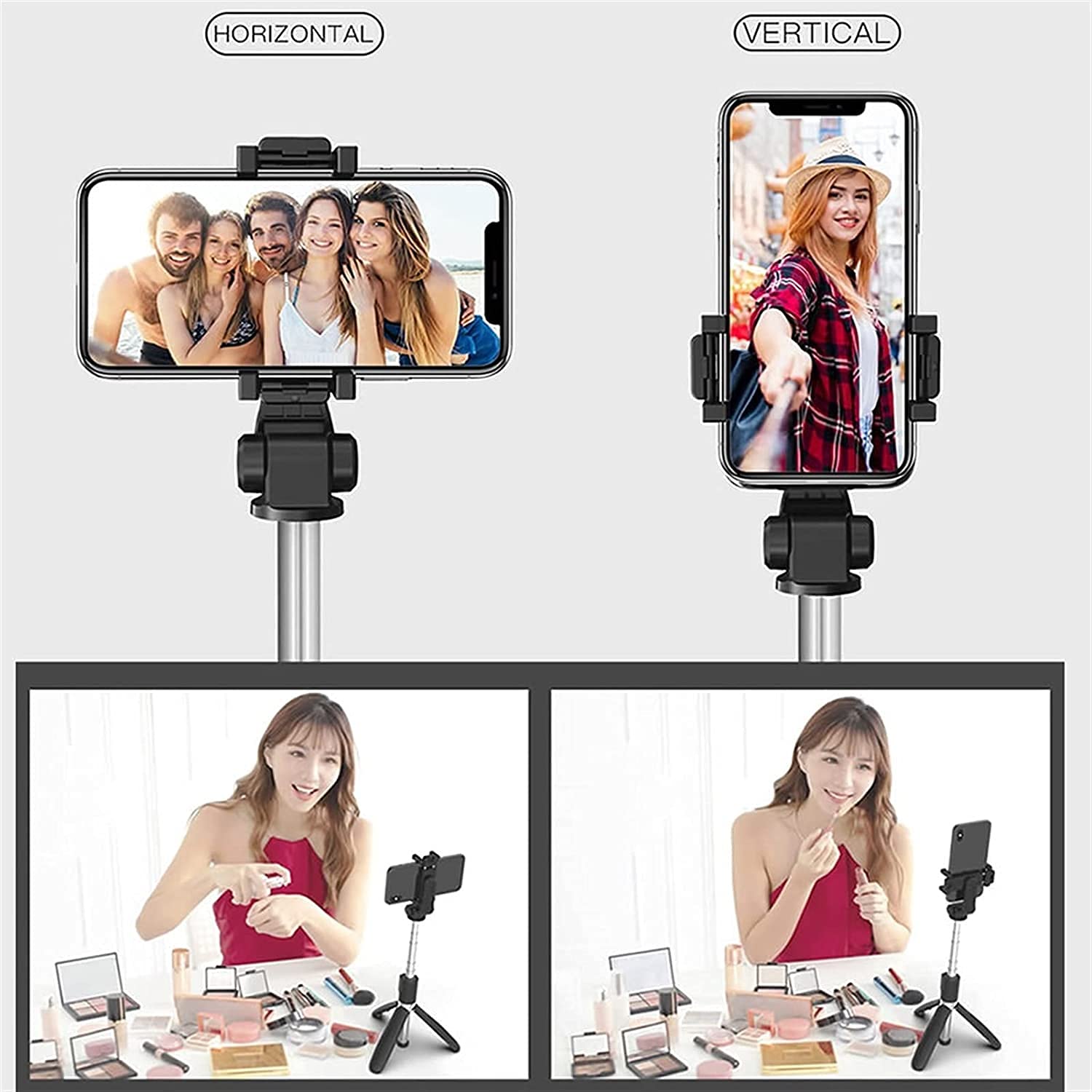 Affidabile Universale 3 in 1 Senza Fili Bluetooth Selfie Stick Allungabile Monopiede Pieghevole Treppiede Con Telecomando Supporto Telefono (Colore: Nero)