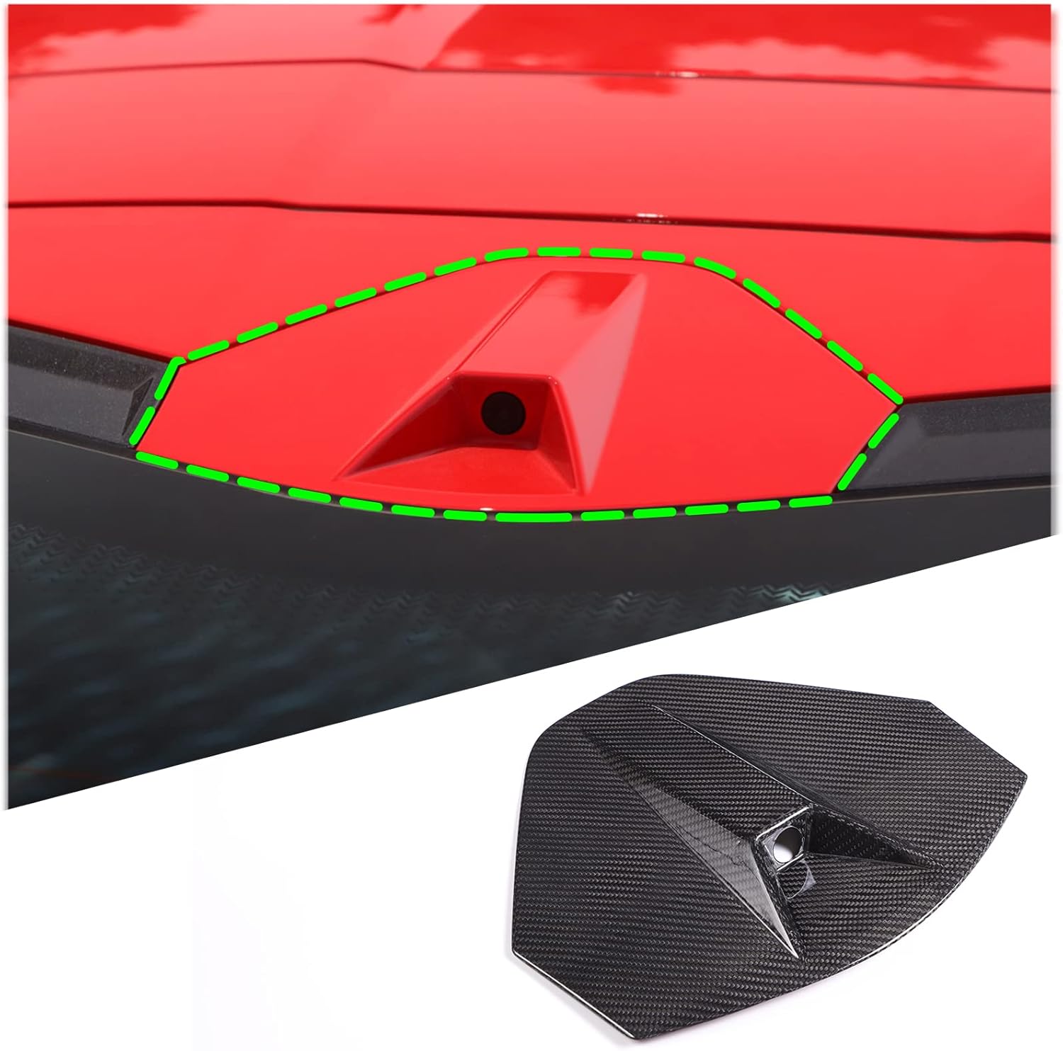 Roof Top Backup Cameras Cover Trim Compatible with Corvette C8 Coupe 2020-2024 Real Carbon Fiber 1PCS Reversing Camera Protection Cover Trim Accessories (Black Carbon)