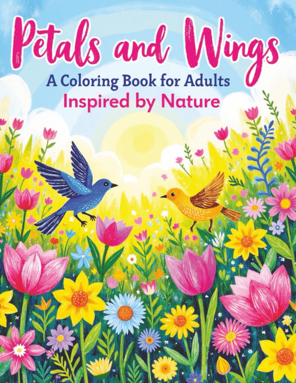 Petals and Wings: A Coloring Book for Adults Inspired by Nature: Relaxing Designs of Flowers, Birds, and Butterflies