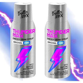 2 x Frutta Max Energy Drink Syrup Zero Concentrate No Sugar Suitable for Drink Vending Machines 2 x 500 ml 2 x ThunderMax Zero