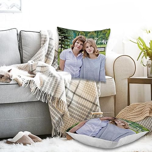 Miniatura 6 de Kufutee Funda de almohada personalizable con fotos o texto, funda de cojín cuadrada para decoración de sofá entrenador (mamá)