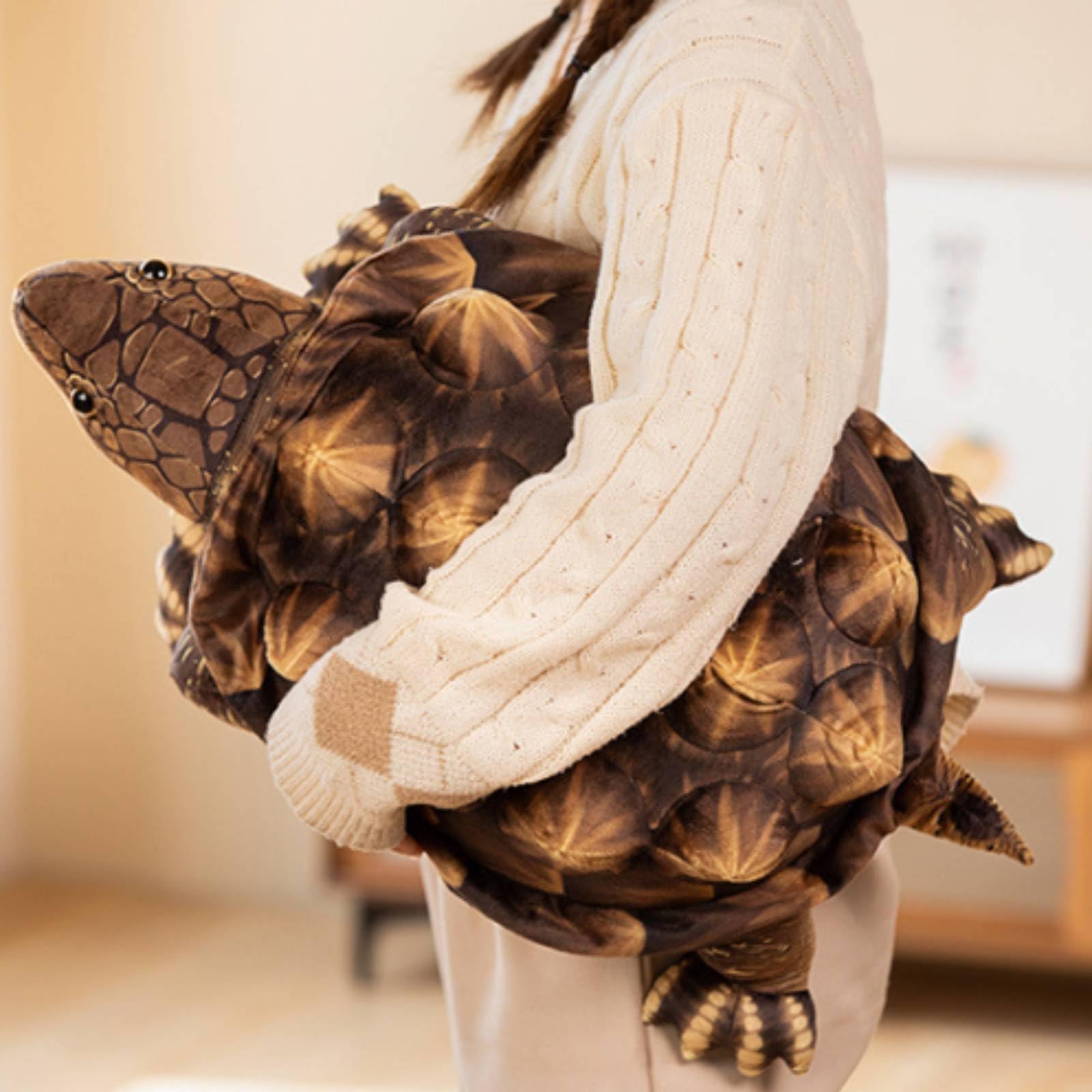 Amagogo Testuggine di Peluche con Conchiglia Bombato Abbracciabile Peluche Testuggine da Coccole Morbido per Arredamento Decorativo, Angolo Lettura, Scuro