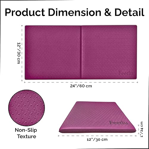 Miniatura 2 de Rodillera plegable para yoga, 12 pulgada de grosor, 24 x 12 pulgadas, elimina el dolor durante el entrenamiento de yoga o ejercicio, acolchado extra