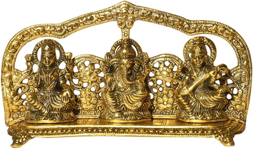 Nirmal Handicraft Laxmi Ganesh Saraswati Idol and Toran Free - Lakshmi Ganesh Murti Diwali Home Decoration Items Lakshmi Ganesh for Diwali puja Laxmi Ganesha Murti and Bandarwal (Toran) Free