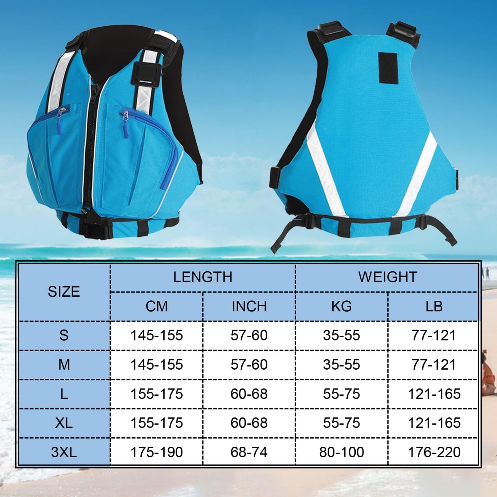 Chaleco flotante unisex ajustable alta fuerza flotante luz nylon correas reflectantes para paddle surf Natación deportes acuáticos