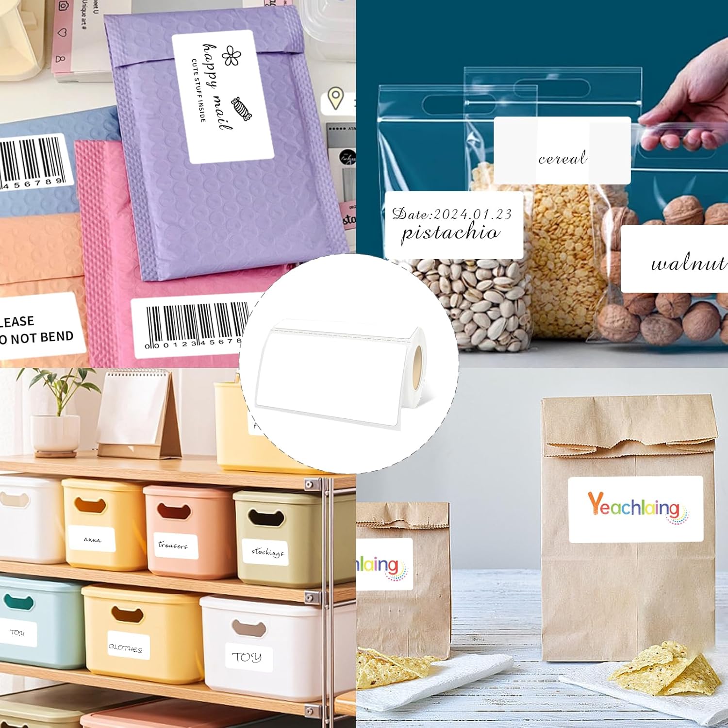 2×4 Inch White Removable Thermal Labels,Waterproof Thermal Label,250 Sheets per Roll with Perforated Lines - Image 3