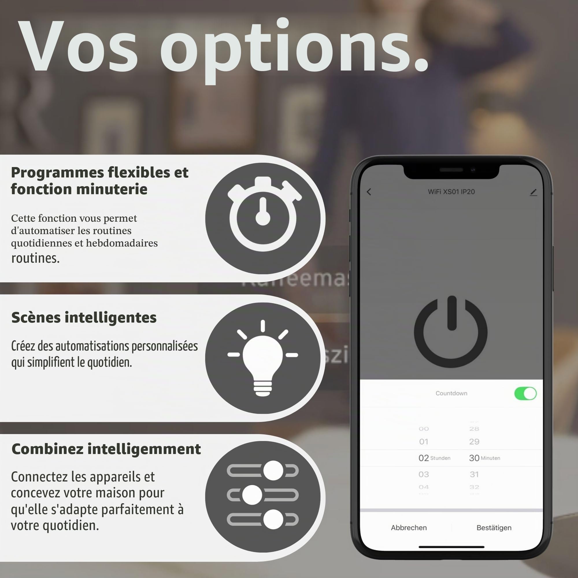 Brennenstuhl Connect WiFi Projecteur LED WF 2051 P (24 W, 2800 lm, IP54, plusieurs fonctions d'éclairage réglables via l'application, spot d'extérieur pour montage mural avec détecteur de mouvement)