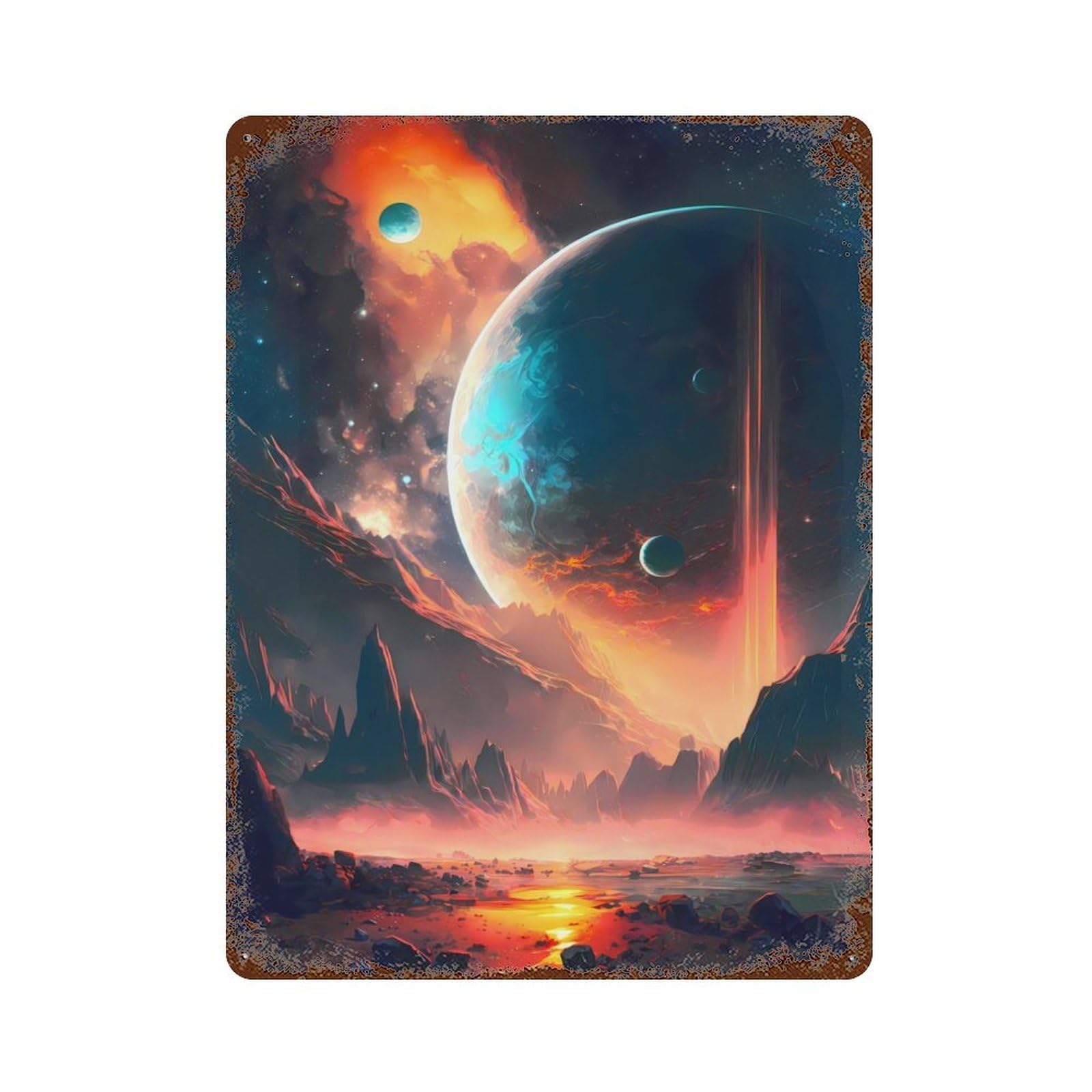 Eruption Of Universe 15.7"x11.8" Retro Metal Sign, Industrial Home Decor for Basement, Hobby Room And Garage Decor