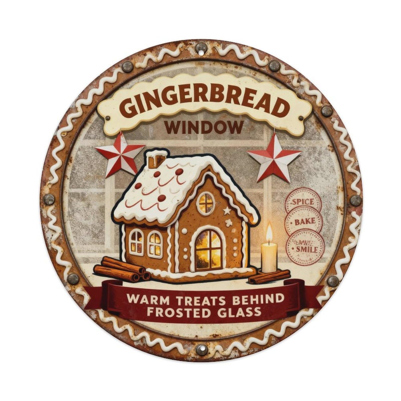 Gingerbread Window Sign Metal Tin Sign Plaque