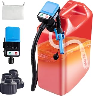 Fuel Transfer Pump with Auto Stop Sensor Overfill Protection,Kit with 4 Tank Adapter, 3.2 GPM Portable Automatic Fuel Transfer Pump, Portable Gas Pump for Oil, Diesel, Gasoline (lake blue)