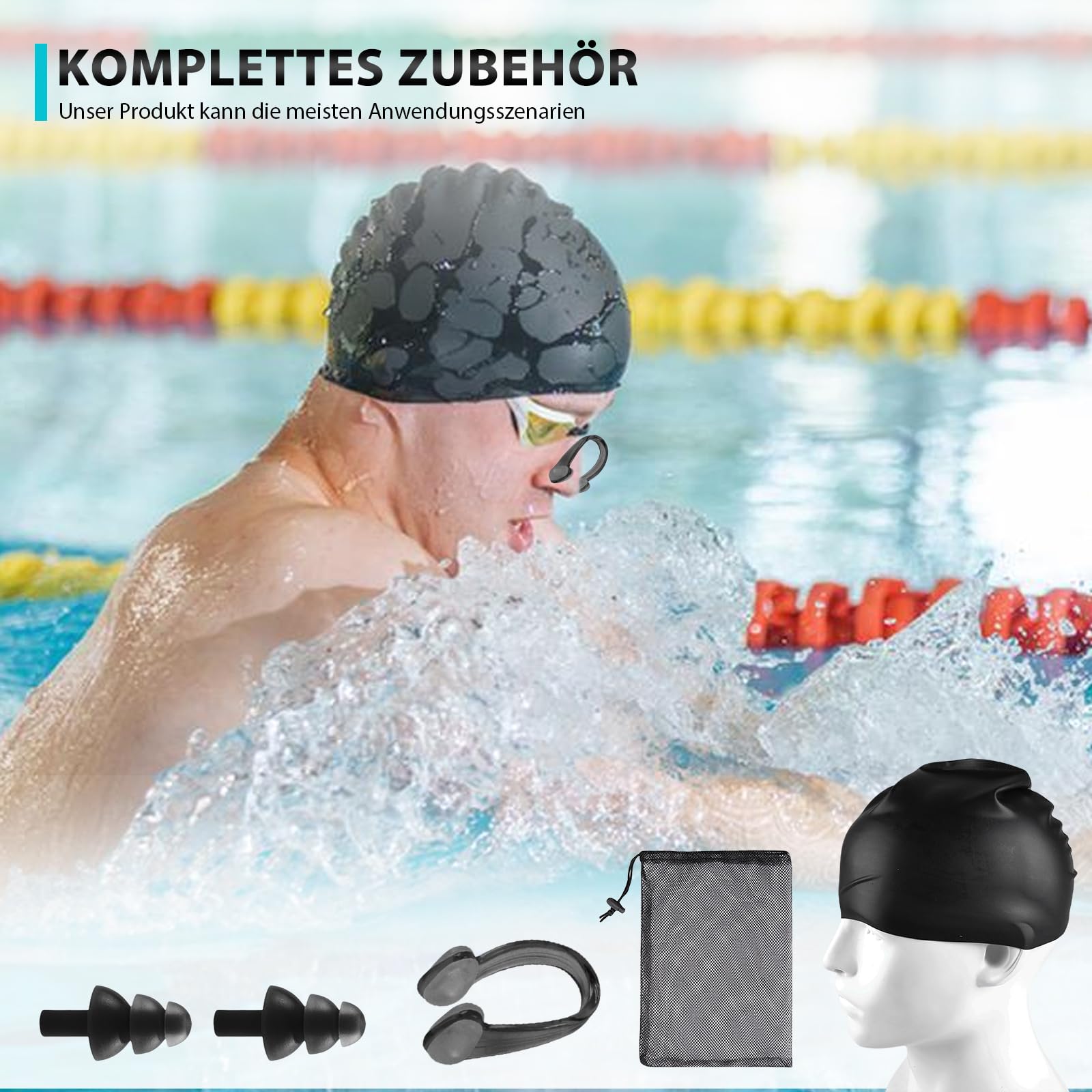 Schwimmgurt für Pool 3.6M Schwimmtrainer, Einstellbare Schwimmgürtel Geeignet für Jedes Pool Ohne Gegenstromanlage, Erhöht Kraft und Ausdauer für Kinder Erwachsene