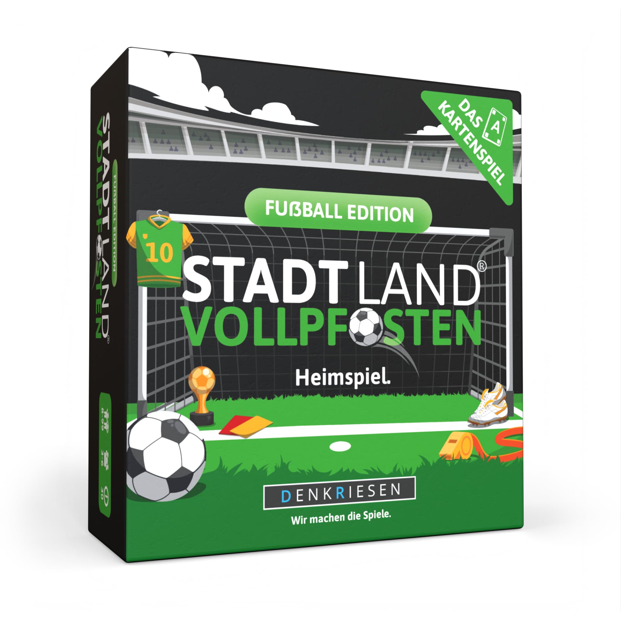 DENKRIESEN - Stadt Land Vollpfosten® - The Card Game - Football Edition - Home Game, Green, 12.5 x 11.5 x 4.5 cm