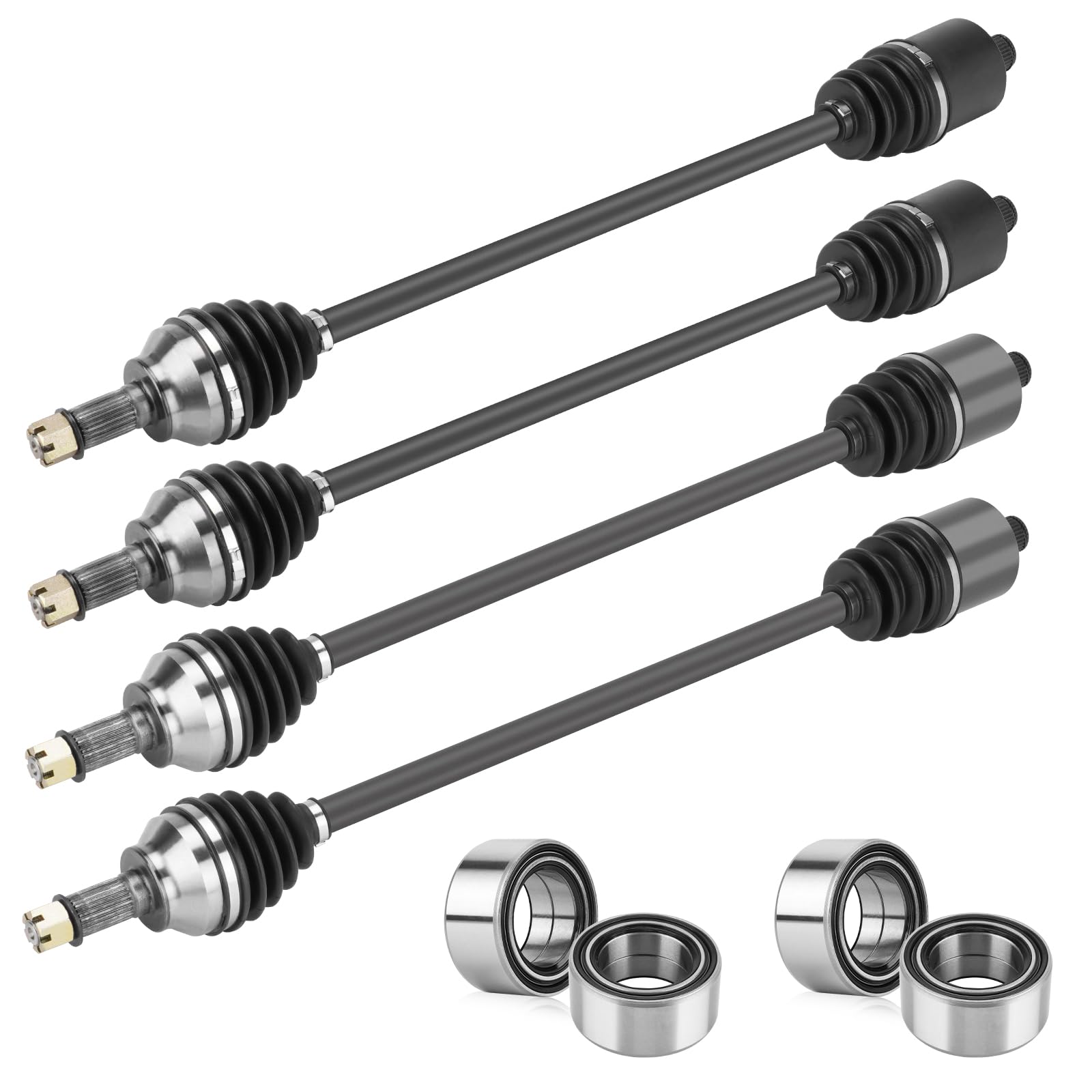 Youxmoto Front + Rear CV Axles & Wheel Bearing Kit Fit for Polaris RZR XP Turbo S 2018 2019 2020 2021; RZR XP 4 Turbo S 2019-2021, Drive Half Shaft, for 2207753, 1334060, 1334059, 2207752