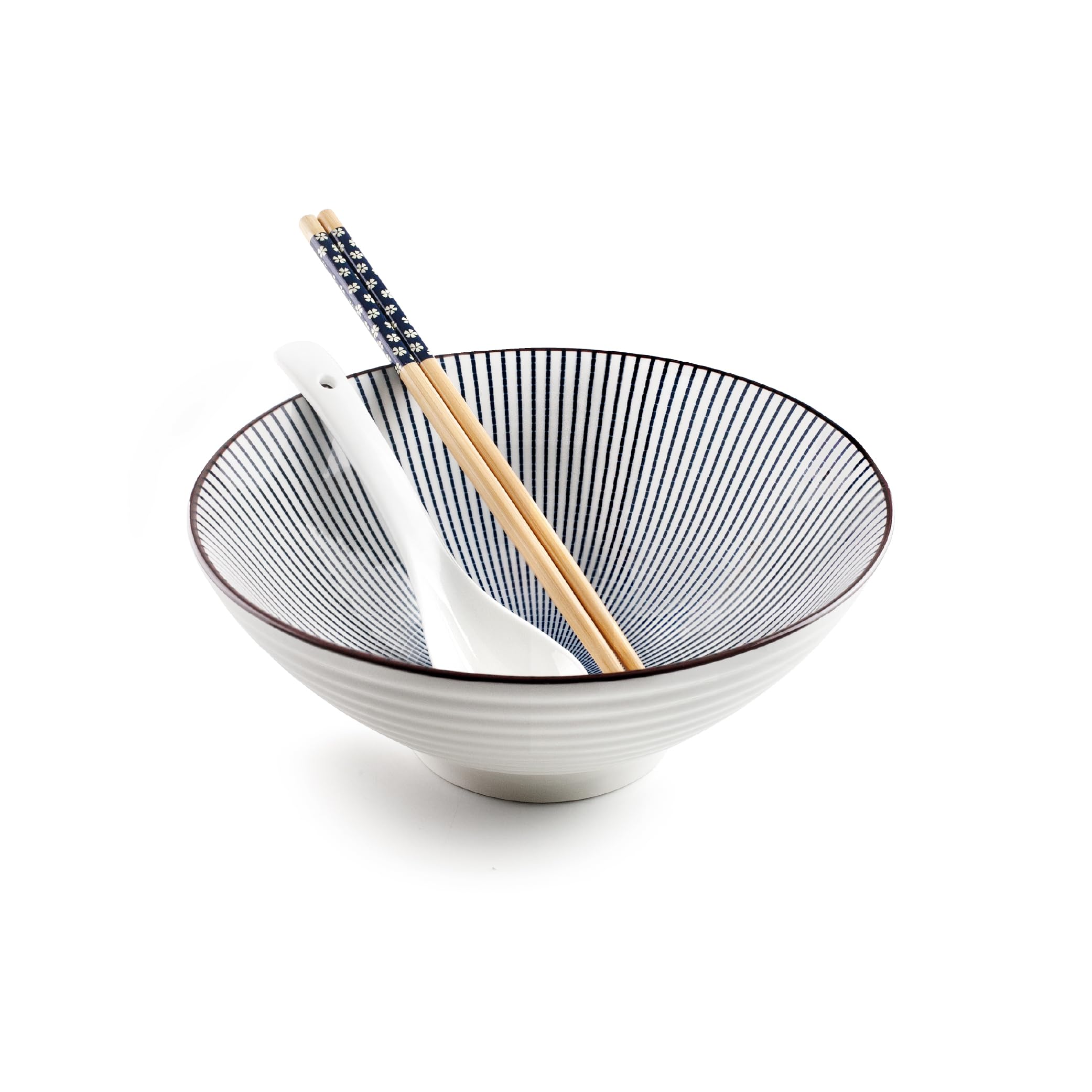 IBILI - Hakata Ramen Set, Bowl + Spoon + 2 Chopsticks, Porcelain