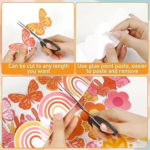 Miniatura 10 de Tablero de anuncios bohemio con bordes retro Groovy de los años 70, decoración de tablón de anuncios, papel decorativo para aula, escuela, oficina,