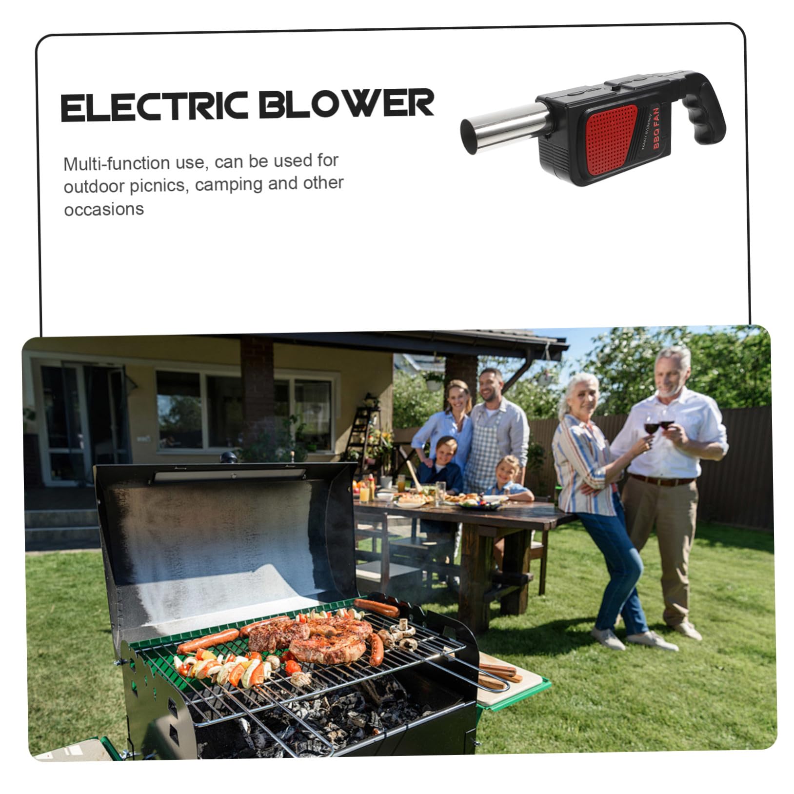 SHINEOFI 2 pezzi Soffiatore Elettrico Portatile per Barbecue Strumento Soffietto Maneggevole per Accensione con Batteria Aa per Campeggio e Grigliate Outdoor