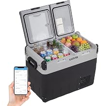 TROPOW 53QT 50L Dual Zone Car Refrigerator & Portable Freezer, Compressor Cooler with App Control,4F to 68F Adjustable Temperature for Camping, RV, Truck, Home Use