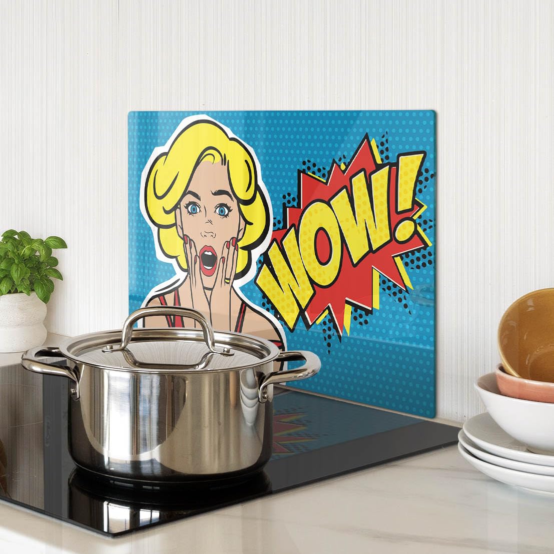 Protezione in vetro temperato con funzione tagliere da cucina 40x30 cm Oh!