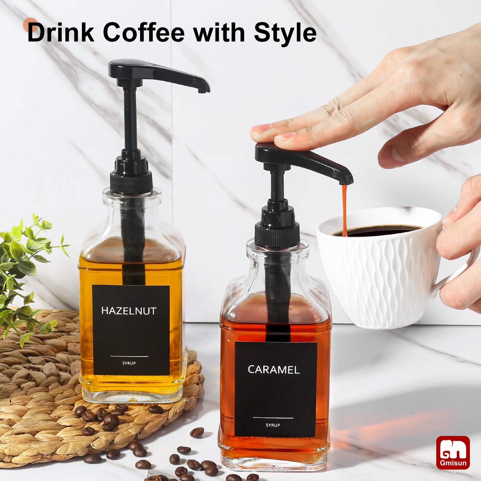gmisun Dispensador de jarabe de café, dispensador de tarros de miel para jarabe de café
