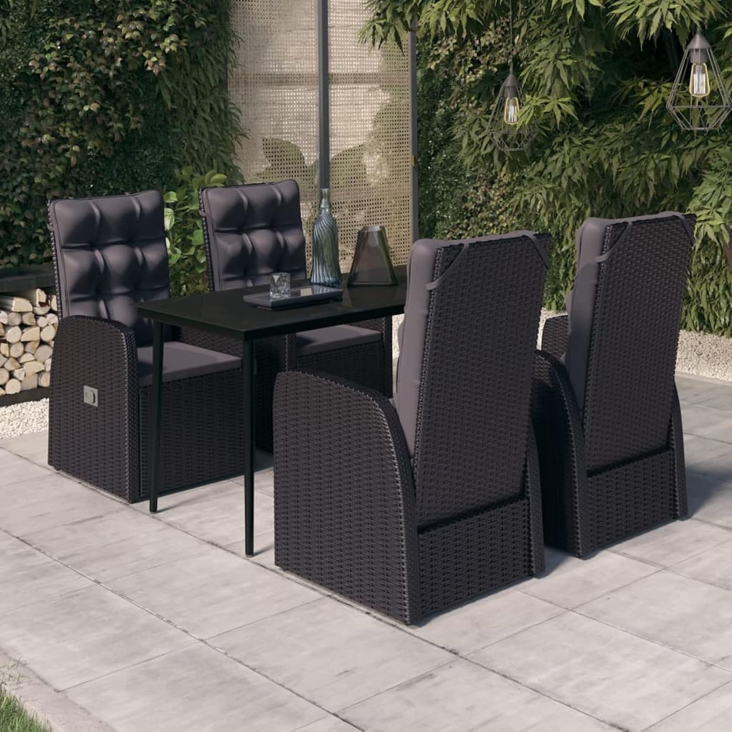 Yolola Sitzgruppe Garten Essgruppe 4 Personen Rattan Gartenmöbel Set