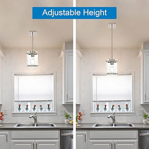 Miniatura 5 de MELUCEE Lámparas colgantes de color negro mate sobre la isla de la cocina, iluminación para colgar en el techo, estilo casa de campo, de metal, mini
