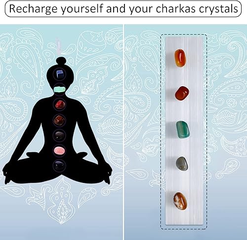 Miniatura 3 de Yalikop Placa de carga de selenita de 7.9 pulgadas, placa de cristal de selenita grande, estación de carga rectangular de cristal para limpieza,