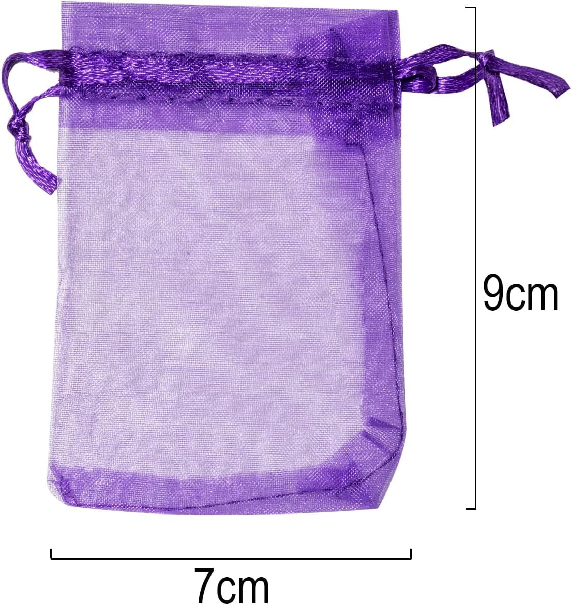 Carehabi 50 sztuk woreczków z organzy, kolorowe 7 x 9 cm, torebki prezentowe na biżuterię, wesele, lawendę, festiwal i imprezę, wielokolorowe