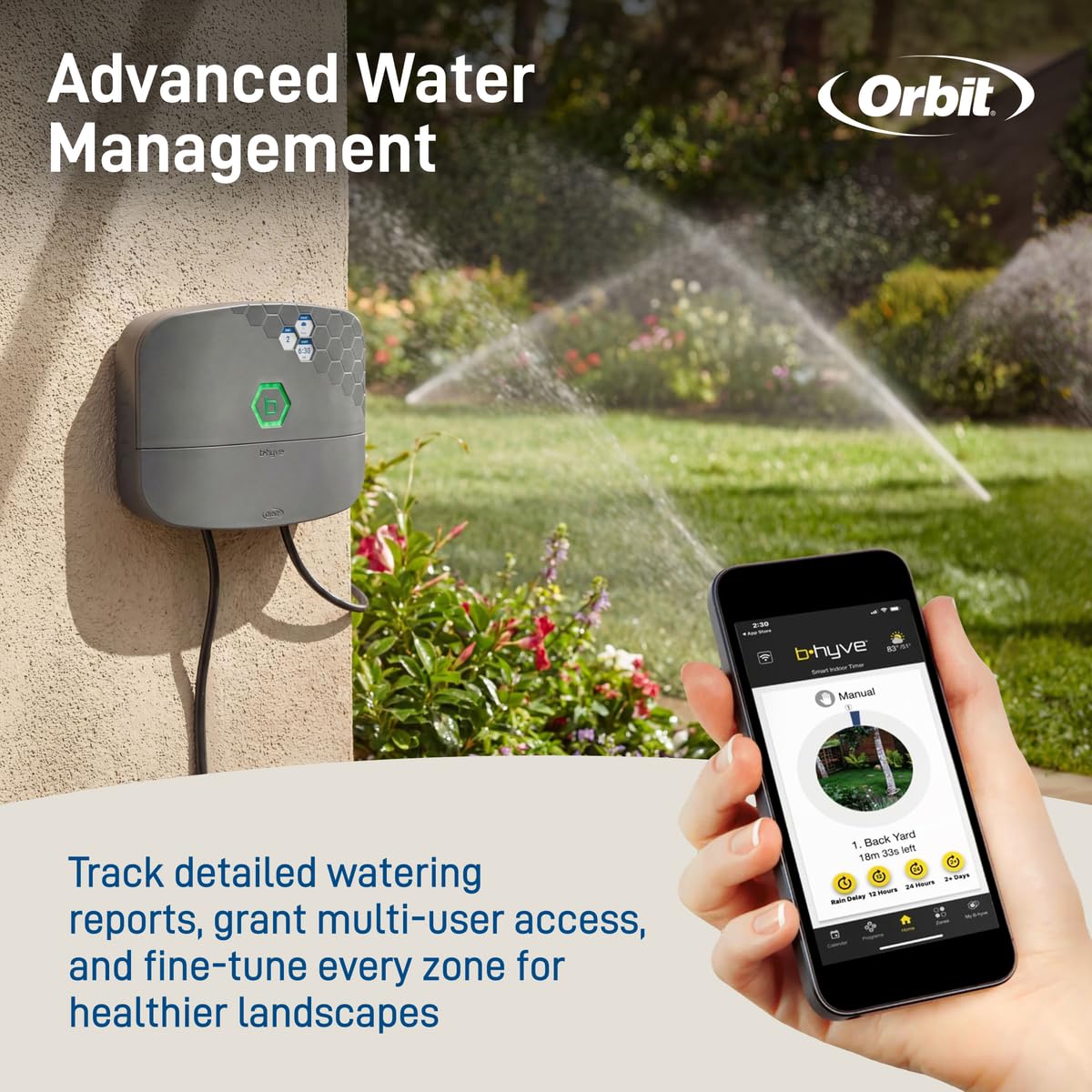 Orbit 57985 B-hyve XR Controlador de aspersor inteligente para interiores y exteriores de 8 zonas
