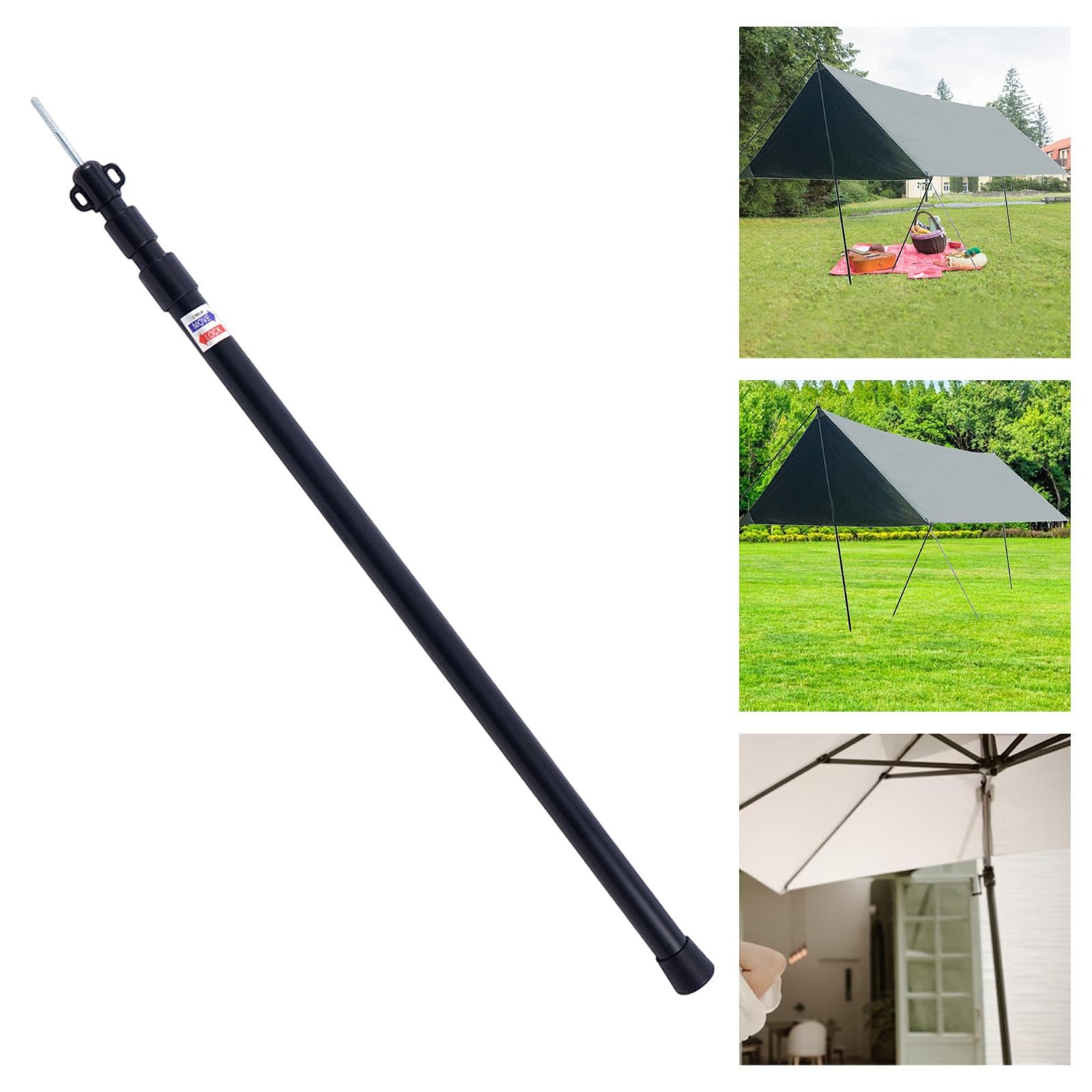 Metalowy słup teleskopowy do namiotu, regulowany słupek baldachimu 90-230 cm, akcesoria o wysokiej wydajności do plecaka, wędkowania i aktywności na świeżym powietrzu