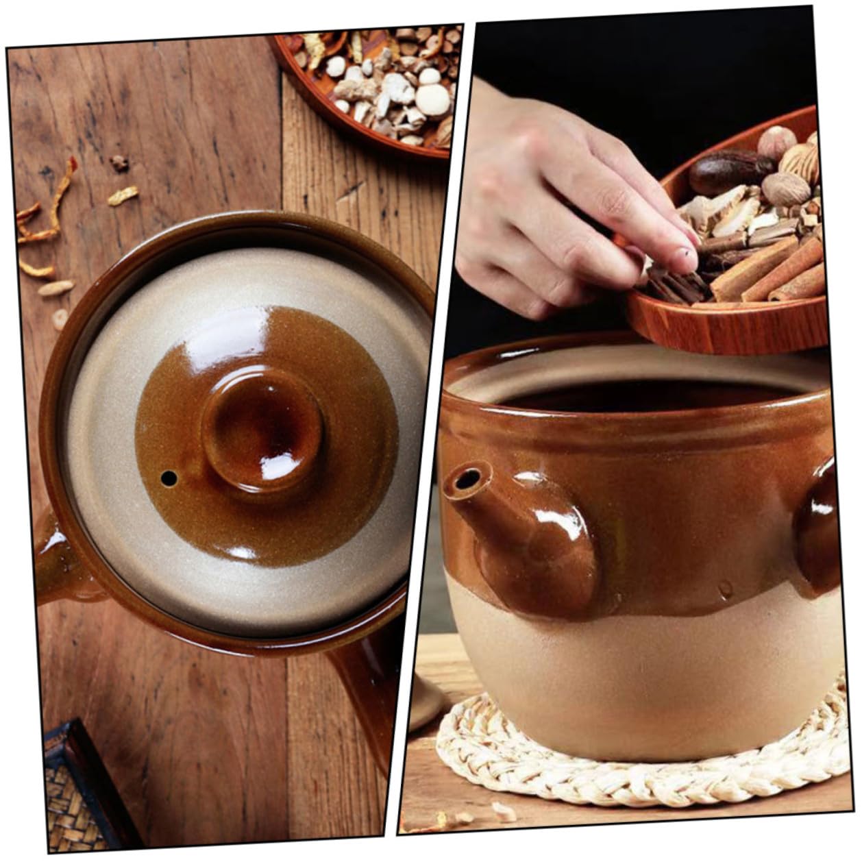 BESPORTBLE Pentola in Terracotta 1,5l per Medicina Cinese, Anti-scottatura, per Cottura a Vapore e Preparazione di Tisane Tradizionali in Cucina