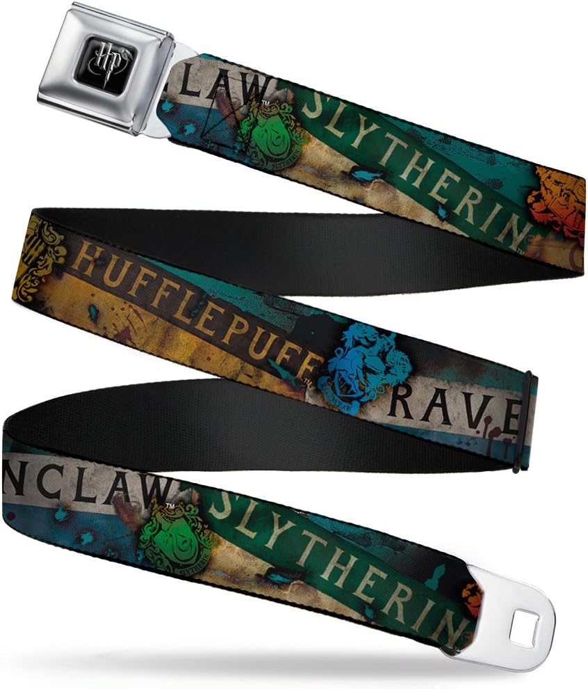 Buckle-Down Seatbelt Belt - Hogwarts House Banners & Logos - 1.0" Wide - 20-36 Inches in Length