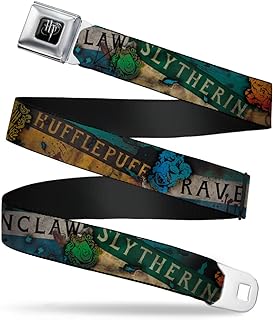 Buckle-Down Seatbelt Belt - Hogwarts House Banners & Logos - 1.0" Wide - 20-36 Inches in Length