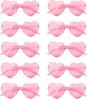 10 pares de lentes de sol con forma de corazón para mujer, sin montura, color caramelo, para disfraces, cosplay