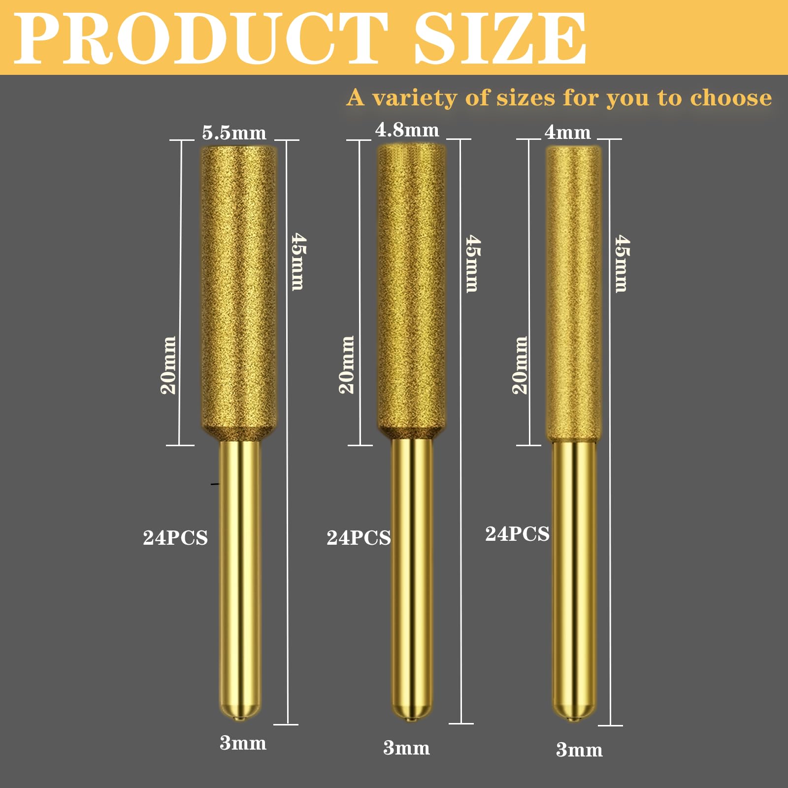 WIRSHO 72-teilig Diamant Kettensägen Schärfer Set - 3 Größen Für Alle Ketten