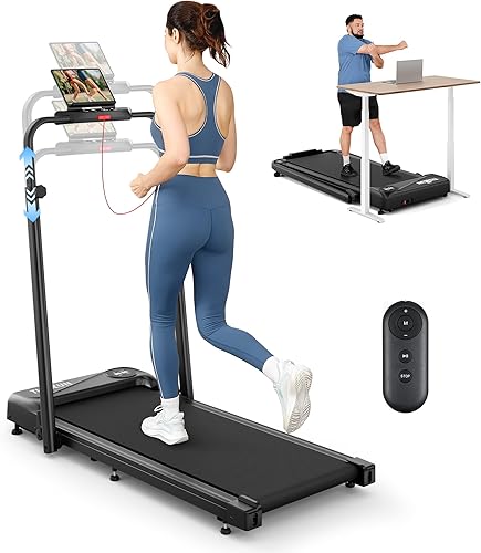 Miniatura 8 de THERUN - Almohadilla para caminar, caminadora plegable 2 en 1 para el hogar, 2.5 HP debajo del escritorio con barra de agarre, cinta para correr de
