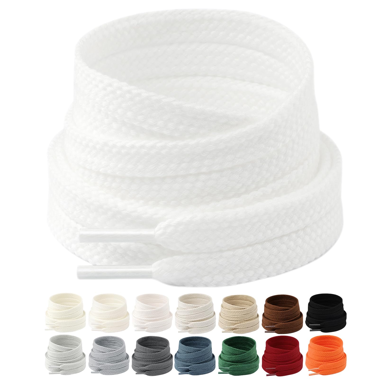 Stepace 2/5" Flat Shoe Laces for Sneakers [2 Pairs] Upgrade Soft Shoelaces Replacement Laces