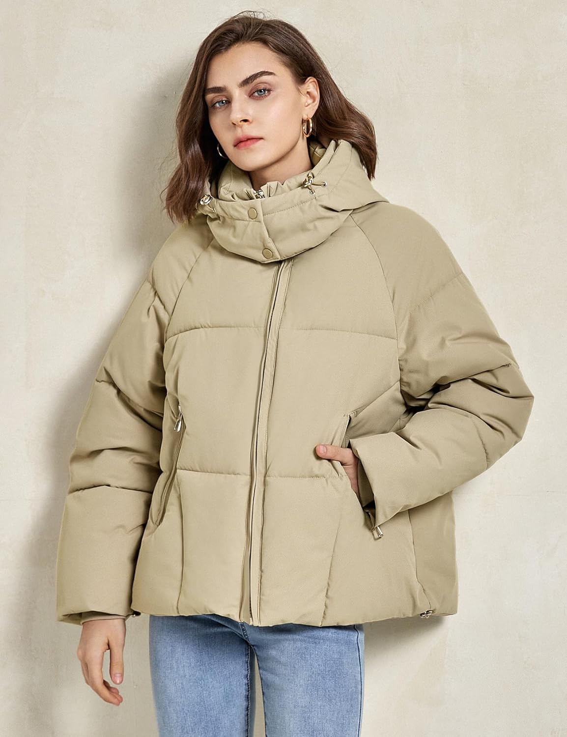 Gihuo Womens Puffer Jacket Winter Warm Coats Hooded Quilted Jackets with Removable Hood - Image 5
