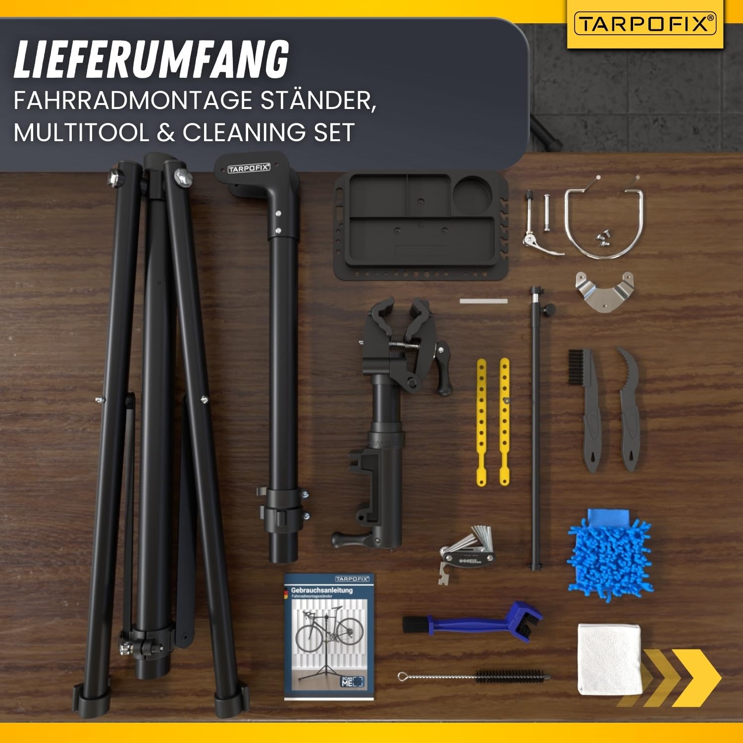 Tarpofix® Fahrrad Montageständer bis 50kg für E-Bike | Montageständer für Fahrräder | Profi Fahrrad Reparaturständer | Schwerlast Fahrradhalter Ebike | Fahrradständer Reparatur & Wartung | Bike Stand