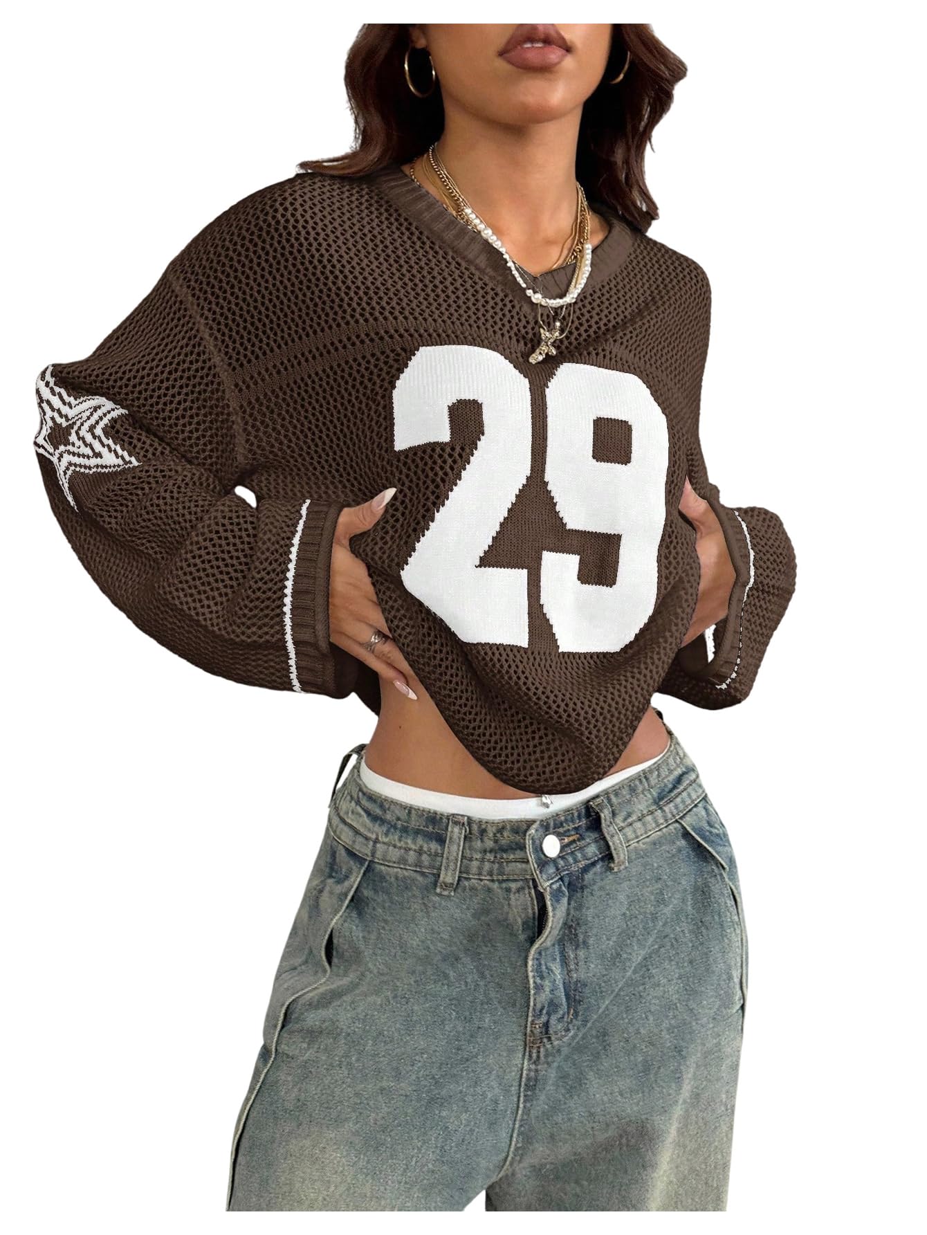 Women's Y2k Crochet Tops Jersey Shirts Graphic Going Out Summer Outfits Oversized Streetwear-image-23