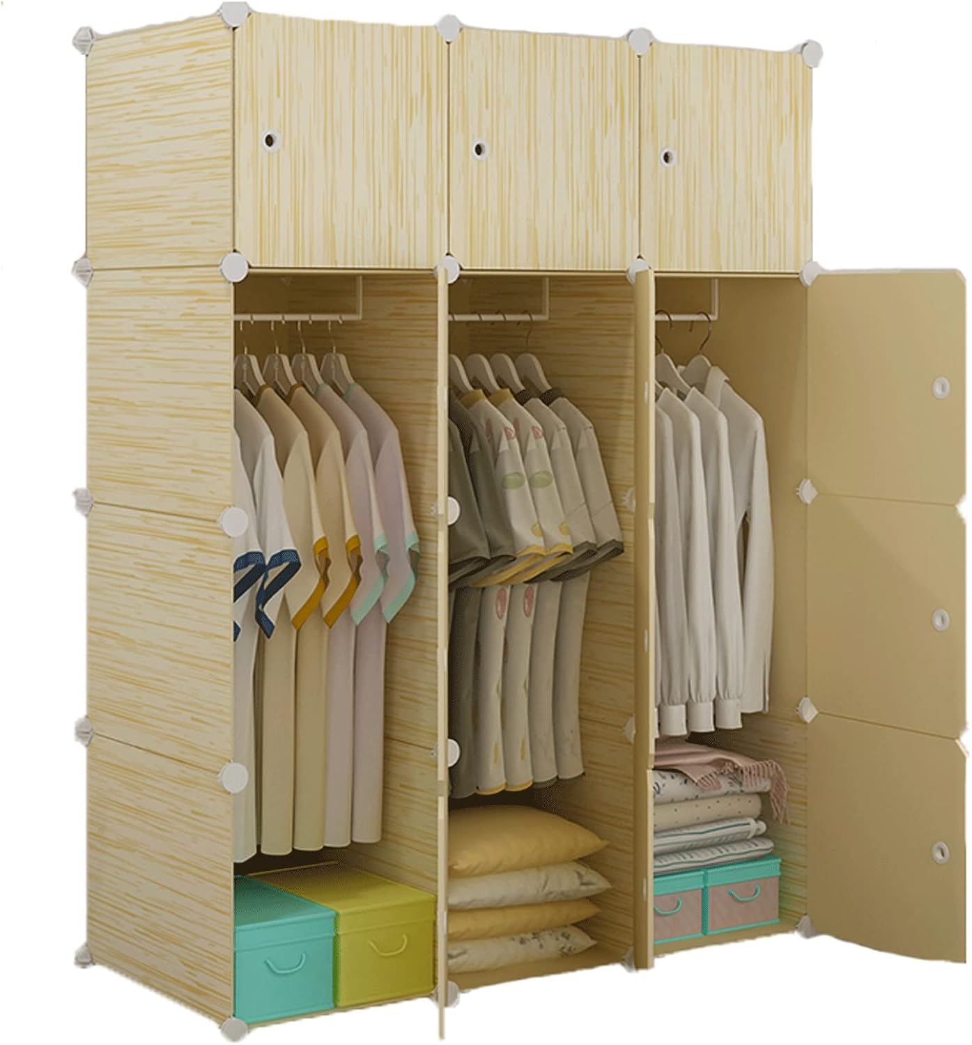 Portable Closet Organizers Wardrobe Storage Organizer Cube Closet Portable Wardrobe Combination Wardrobe Modular Cabinets Space Saver Portable Wardrobe(Size:A)