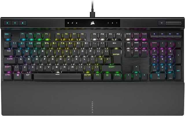 Corsair K70 RGB PRO Wired Mechanical Gaming Keyboard (CHERRY MX RGB Red Switches: Linear and Fast, 8,000Hz Hyper-Polling, PBT DOUBLE-SHOT PRO Keycaps, Soft-Touch Palm Rest) QWERTY, UK - Black