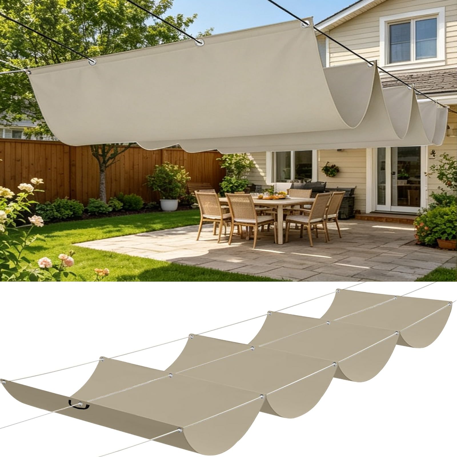Voiles ombrages pour jardin et camping : filet d'ombrage imperméable 150x440 pour vos repas en terrasse