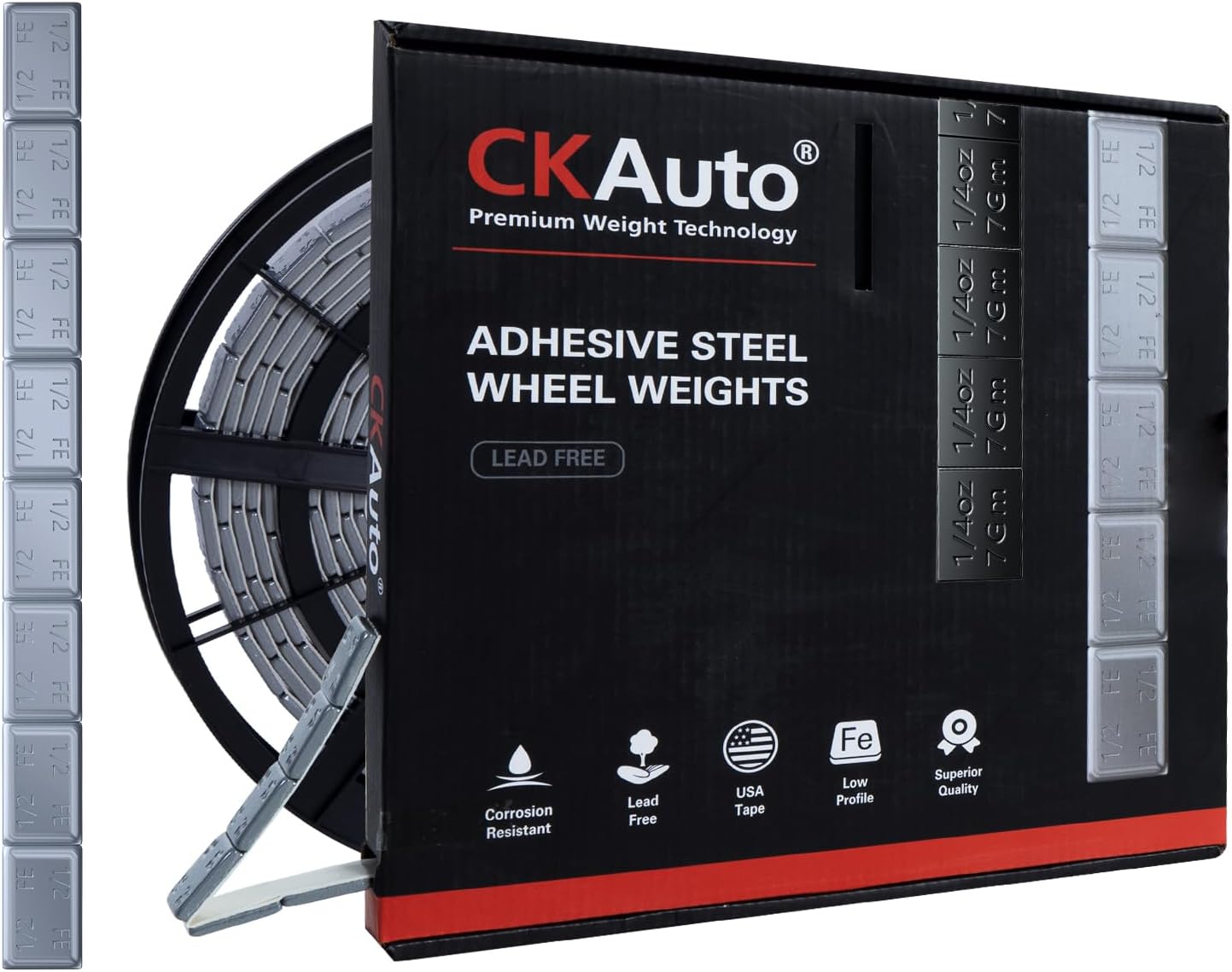 CKAuto 0.5oz, Wheel Weights, Grey Adhesive Stick on Roll Wheel Weights, 4.2 kgs/ 9.24 lb/Roll, 300pcs, OE Quality