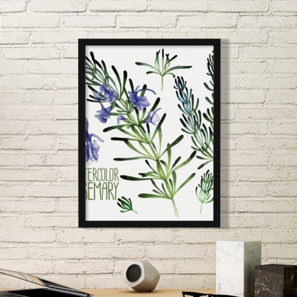 Cadre photo violet lavande aquarelle peinture fleurs cadre bois noir