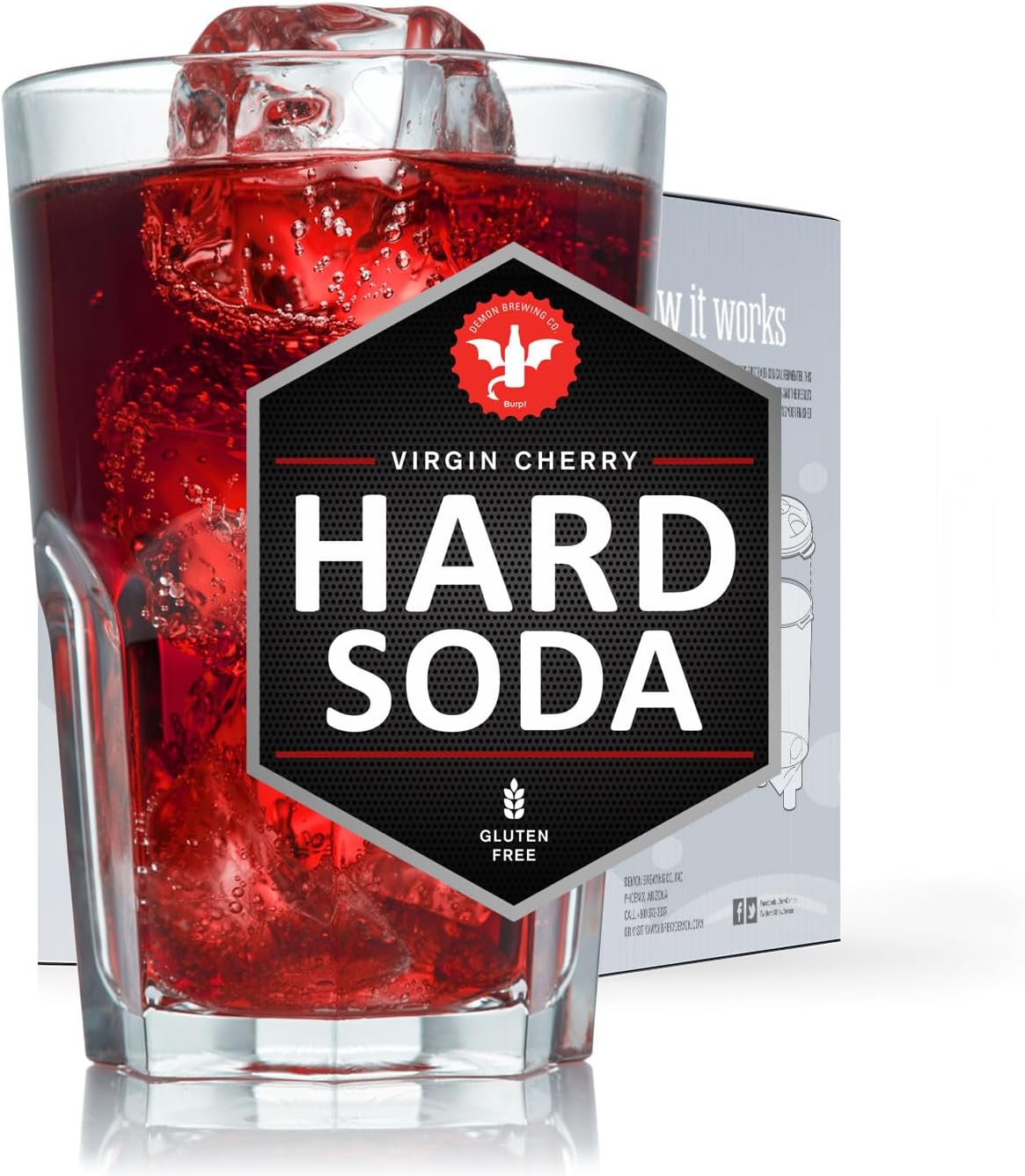 BrewDemon Hard Soda Brewing Kit - Our Conical Fermenter Eliminates Sediment and Makes of Great Tasting Hard Soda - 1 Gallon Virgin Cherry