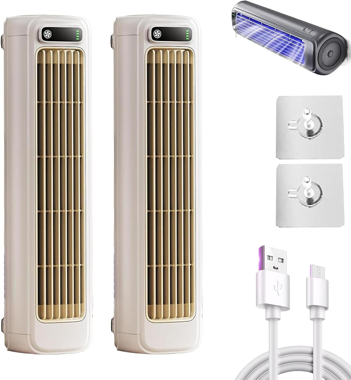 2026 New Air Conditioner, Mini Portable Air Cooler with 3 Speeds, USB Rechargeable Personal Cooling Fan, Quiet Desk Fan for Bedroom Office Home (Grey*2)