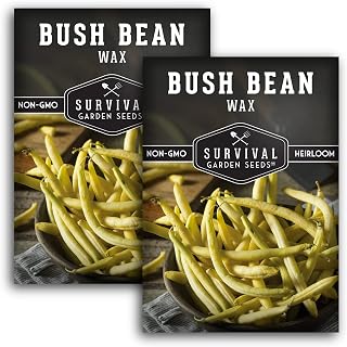 Survival Garden Seeds - Golden Wax Bush Bean Seed for Planting - 2 Packs with Instructions to Plant and Grow Yellow Beans in Your Home Vegetable Garden - Non-GMO Heirloom Variety