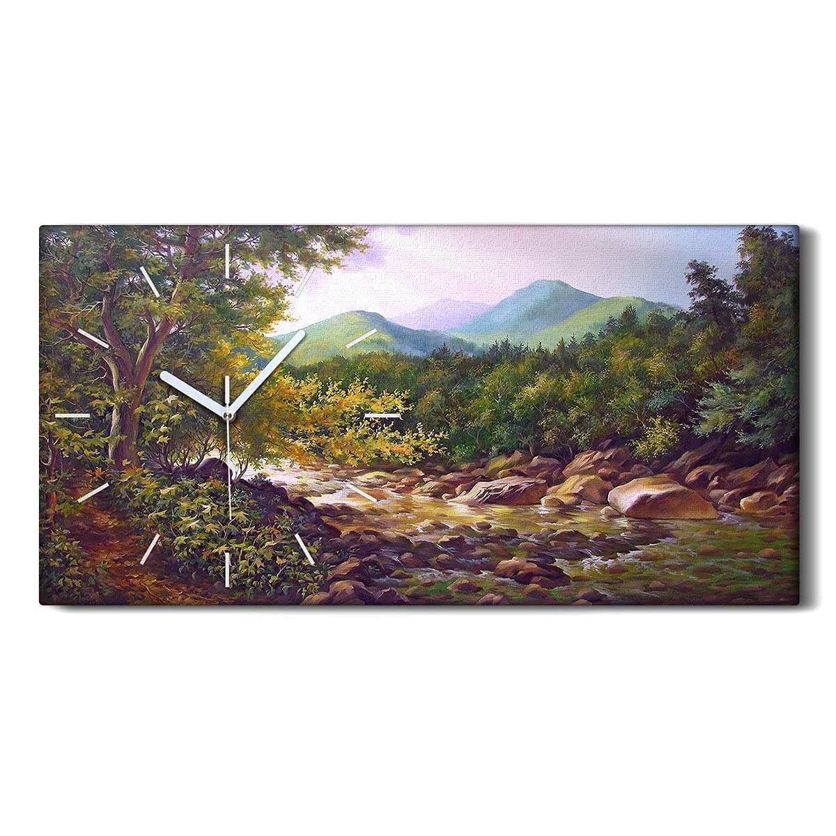 Horloge sur Toile Salon et Chambre - Tableau Mural Paysage Nature 60x30cm